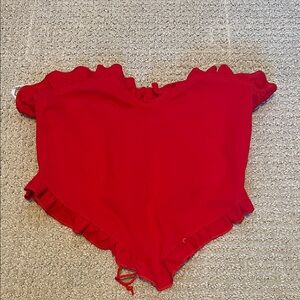 Red Ruffled Off-Shoulder Top